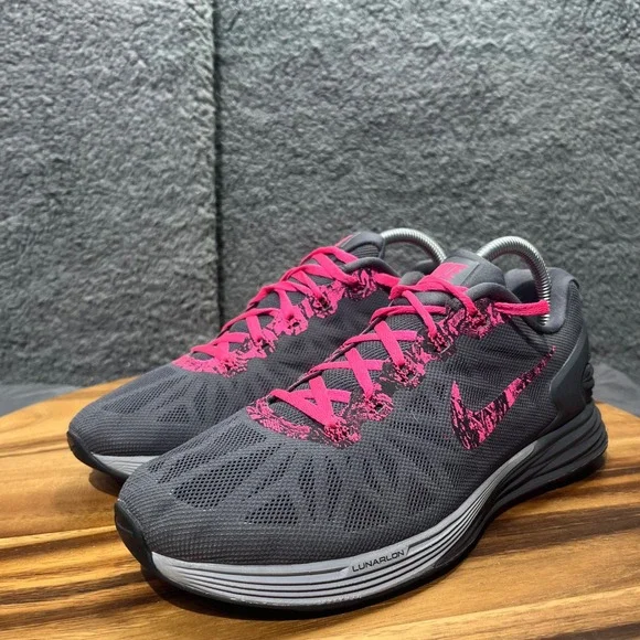 Nike LunarGlide 6 Women's Running Shoes Dark Gray Pink Athletic Sneakers Size 9 - Picture 3 of 12